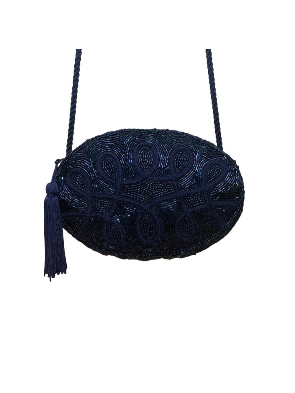 Carolyne Barton Women’s Blue Beaded With Tassel Night Crossbody Bag